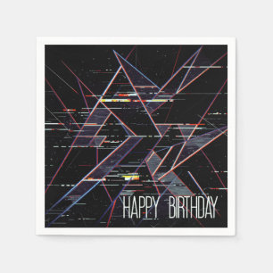 Serviette En Papier Formes géométriques néon de glitchcore d'anniversa
