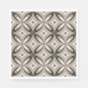 Serviette En Papier Formes géométriques rétro beige et marron