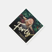 Serviette En Papier Forty 40th Birthday custom photo script gold (Coin)