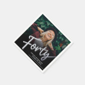 Serviette En Papier Forty 40th Birthday custom photo script silver (Coin)