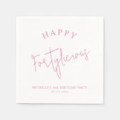 Serviette En Papier Fortylicious 40e anniversaire fête Fille rose (Devant)