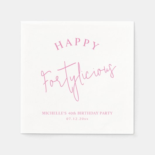 Serviette En Papier Fortylicious 40e anniversaire fête Fille rose (Devant)