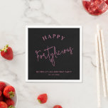 Serviette En Papier Fortylicious 40e anniversaire fête Fille rose<br><div class="desc">Faites de votre fête du 40e anniversaire une fête inoubliable avec ces serviettes de fête du 40e anniversaire Happy Fortylicious Black and Pink Girly! Avec leur calligraphie stylisée et leur message et nom personnalisables, ces serviettes sont la façon parfaite de montrer votre style personnel et de célébrer votre anniversaire d'étape...</div>