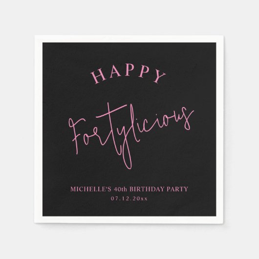 Serviette En Papier Fortylicious 40e anniversaire fête Fille rose (Devant)