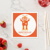 Serviette En Papier Fou Orange Robot Personnalisé Anniversaire (En situation)