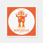 Serviette En Papier Fou Orange Robot Personnalisé Anniversaire (Devant)