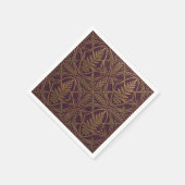 Serviette En Papier Fougère dorée Géométrique Ornée Violet  (Coin)