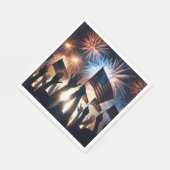 Serviette En Papier Foule avec drapeaux américains et feux d'artifice (Coin)