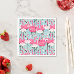 Serviette En Papier Foule De Flamants roses Rose Et Blanc