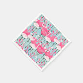 Serviette En Papier Foule De Flamants roses Rose Et Blanc (Coin)