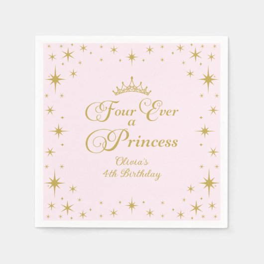 Serviette En Papier Four Ever a Princess Gold Princess 4e anniversaire (Devant)