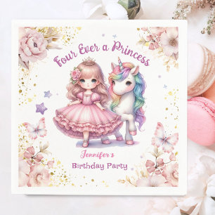 Serviette En Papier Four Ever A Princess Unicorn 4e fête anniversaire