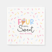 Serviette En Papier Four Ever Sweet Ice Cream 4e fête d'anniversaire (Devant)