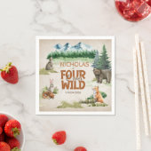 Serviette En Papier Four Ever Wild Woodland Animal 4ème fête d'anniver (En situation)