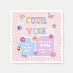 Serviette En Papier Four Is A Vibe Preppy Patch 4th Birthday Party