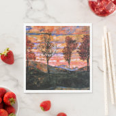 Serviette En Papier Four Trees, art d'Egon Schiele, (En situation)