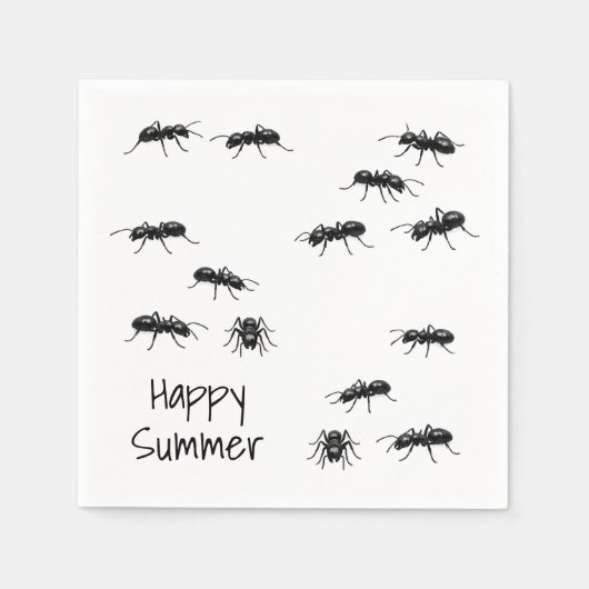 Serviette En Papier Fourmis noires joyeuses d'été (Devant)