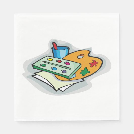 Serviette En Papier Fournitures d'art Palette d'aquarelle et pinceau (Devant)