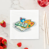 Serviette En Papier Fournitures d'art Palette d'aquarelle et pinceau