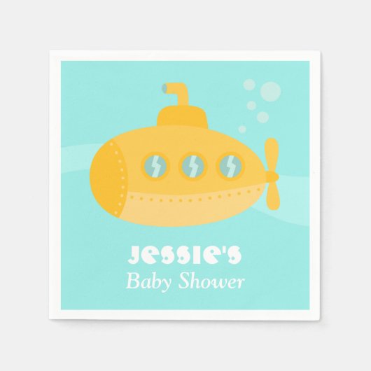 Serviette En Papier Fournitures de Baby shower sous-marin jaune (Devant)