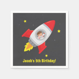 Serviette En Papier Fournitures de fête d'astronef de fusée astronaut
