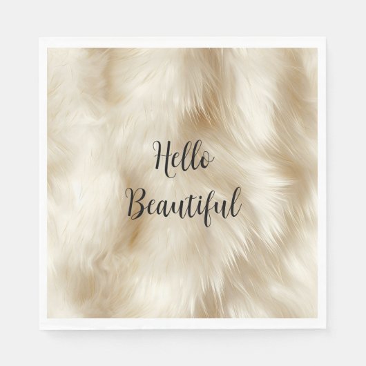 Serviette En Papier Fourrure blanche à la crème (Devant)