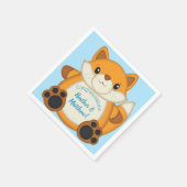 Serviette En Papier Fox Baby shower bleu (Coin)