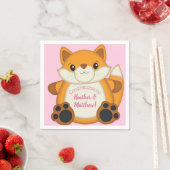 Serviette En Papier Fox Baby shower rose (En situation)