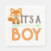Serviette En Papier Fox C'est un garçon Boy Baby shower papier Napkins (Devant)