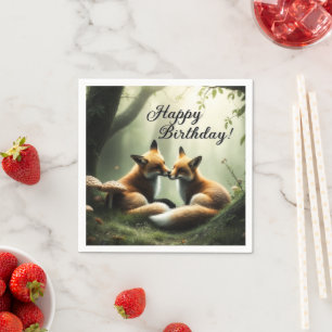 Serviette En Papier Fox Cuddle à Misty Forest Anniversaire