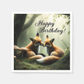 Serviette En Papier Fox Cuddle à Misty Forest Anniversaire (Devant)