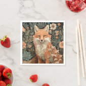 Serviette En Papier Fox dans le jardin d'automne William Morris Style (En situation)