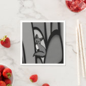 Serviette En Papier Fox Design d'art moderne en argent (En situation)