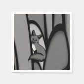 Serviette En Papier Fox Design d'art moderne en argent (Devant)