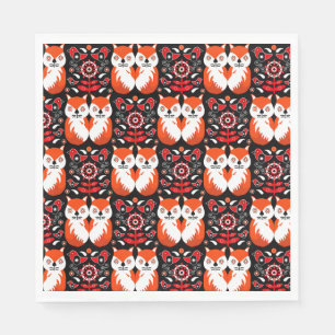 Serviette En Papier Fox Et Nature Art Populaire Nordique