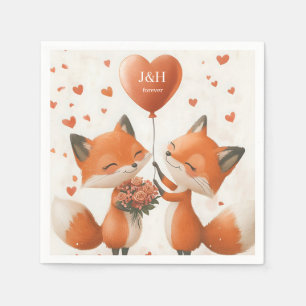 Serviette En Papier Fox Love Design avec Initiales personnalisables