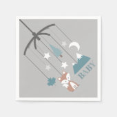 Serviette En Papier Fox Mobile moderne Baby shower bleu serviettes (Devant)