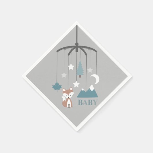 Serviette En Papier Fox Mobile moderne Baby shower bleu serviettes (Coin)