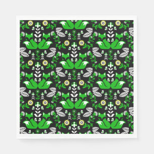 Serviette En Papier Fox Nordic Scandinavian Folk Art nappe