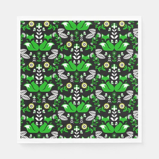 Serviette En Papier Fox Nordic Scandinavian Folk Art nappe (Devant)