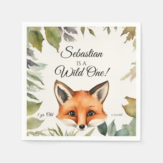 Serviette En Papier Fox Wild One Woodland Animal fête d'anniversaire (Devant)