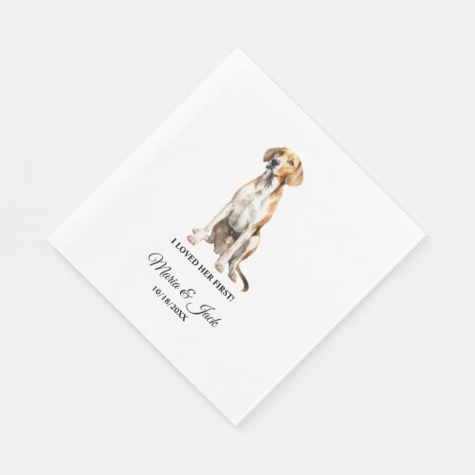 Serviette En Papier Foxhound Chien Anglais J'Aimais Son Premier Mariag (Coin)