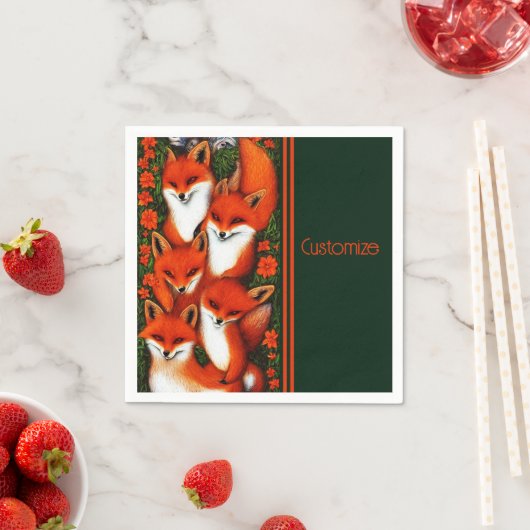 Serviette En Papier Foxy Fun Green (En situation)