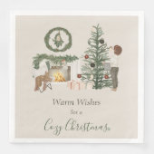 Serviette En Papier Foyer de Noël rustique (Devant)