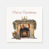 Serviette En Papier Foyer victorien cosy Noël (Devant)