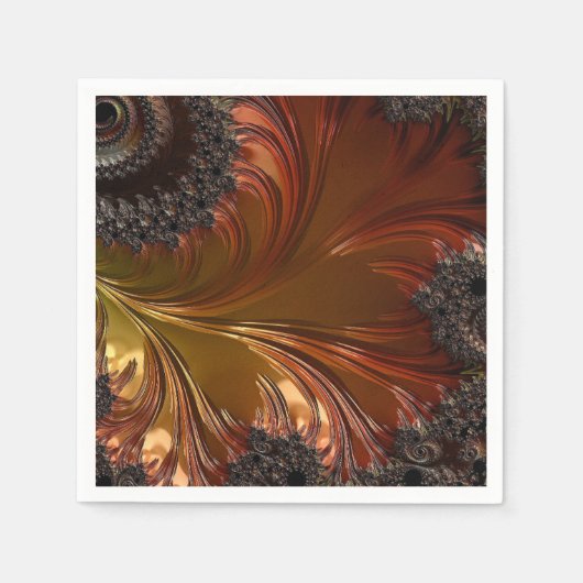 Serviette En Papier Fractal, plumes, serviettes en cuivre (Devant)