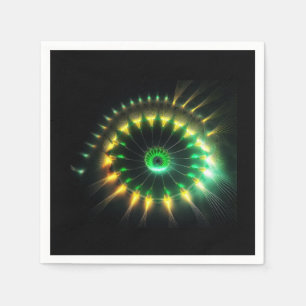 Serviette En Papier Fractale à roue pelton verte et jaune