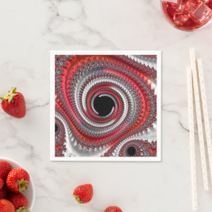 Serviette En Papier Fractale Abstraite, rouge et noire