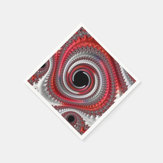 Serviette En Papier Fractale Abstraite, rouge et noire (Coin)