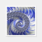 Serviette En Papier Fractale moderne bleu gris blanc spiral (Devant)